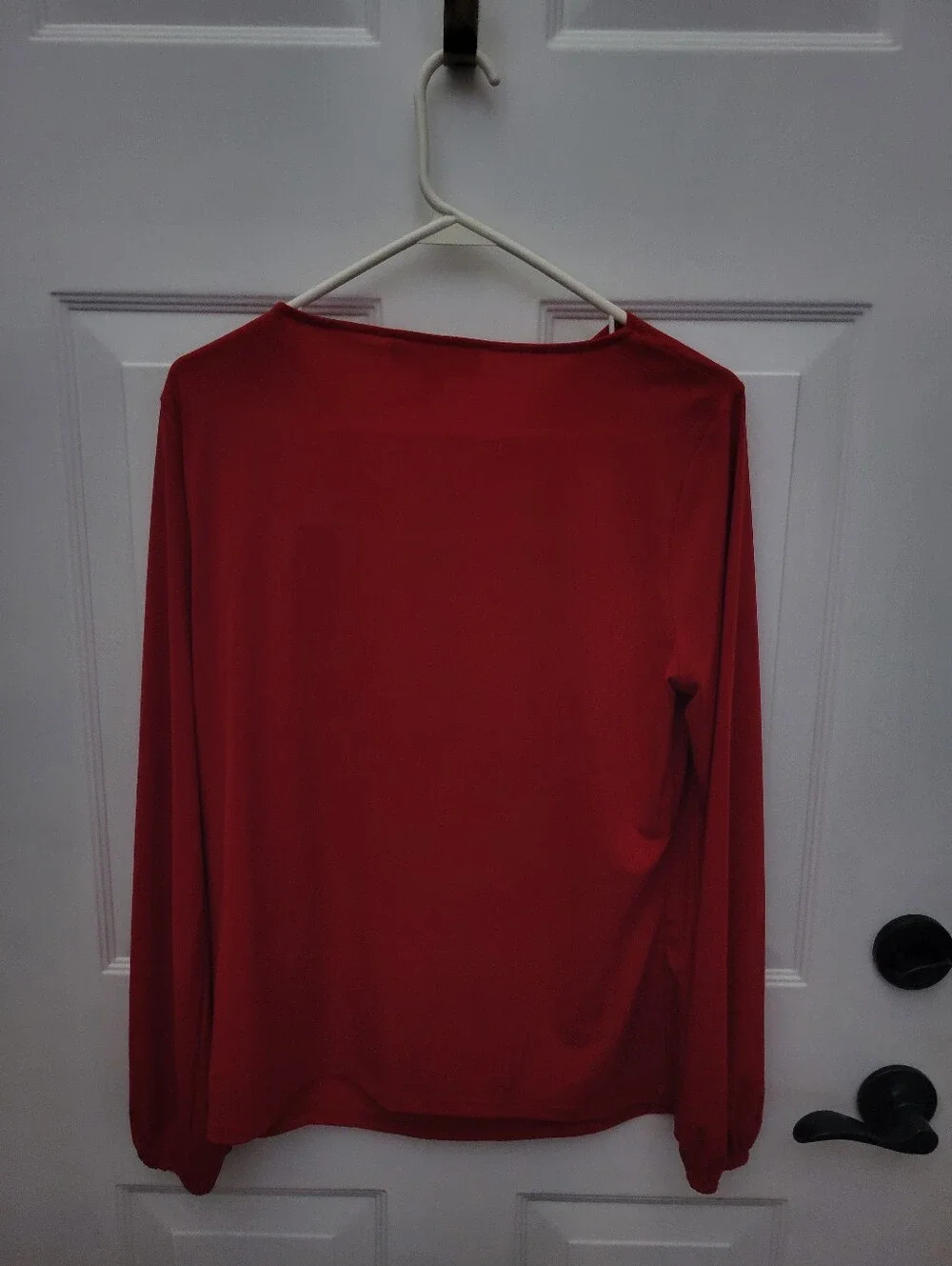 Embellished With Gold Ring Michael Kors Women's Red Long-Sleeve Ring-Detail Top